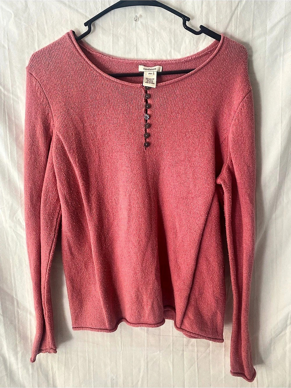 Sundance Pink Knit Scoop Neck Sweater Size Medium